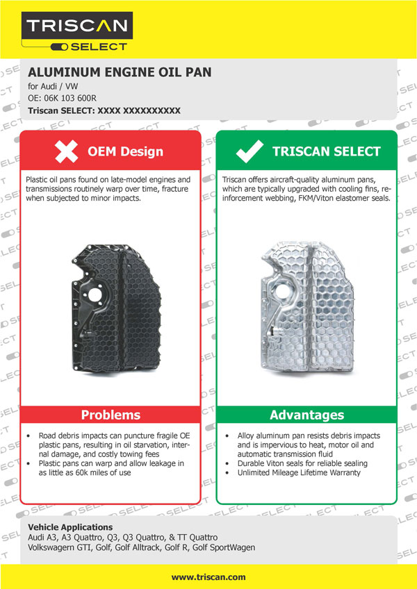 Triscan SELECT - Aluminium Engine Oil Pan